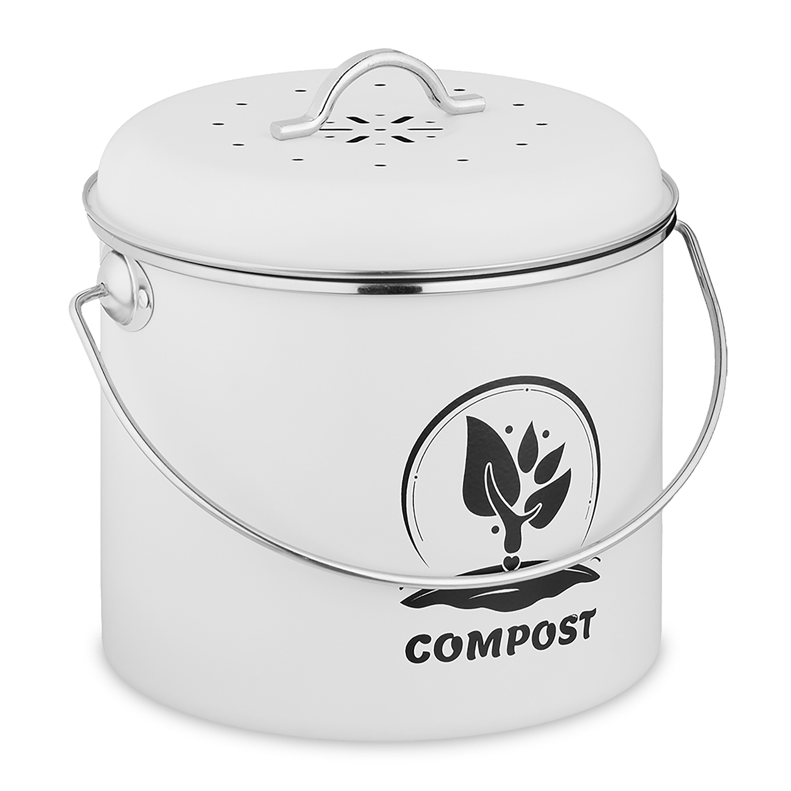 Kitchen Compost Bin In White - 3.5