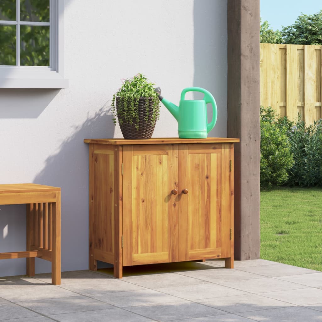 Image of Garden Cabinet, Sideboard With A Shelf, Tool Cabinet With 2 Doors, Hallway Cabinet Balcony Cabinet Storage Cabinet, Solid Wood Acacia