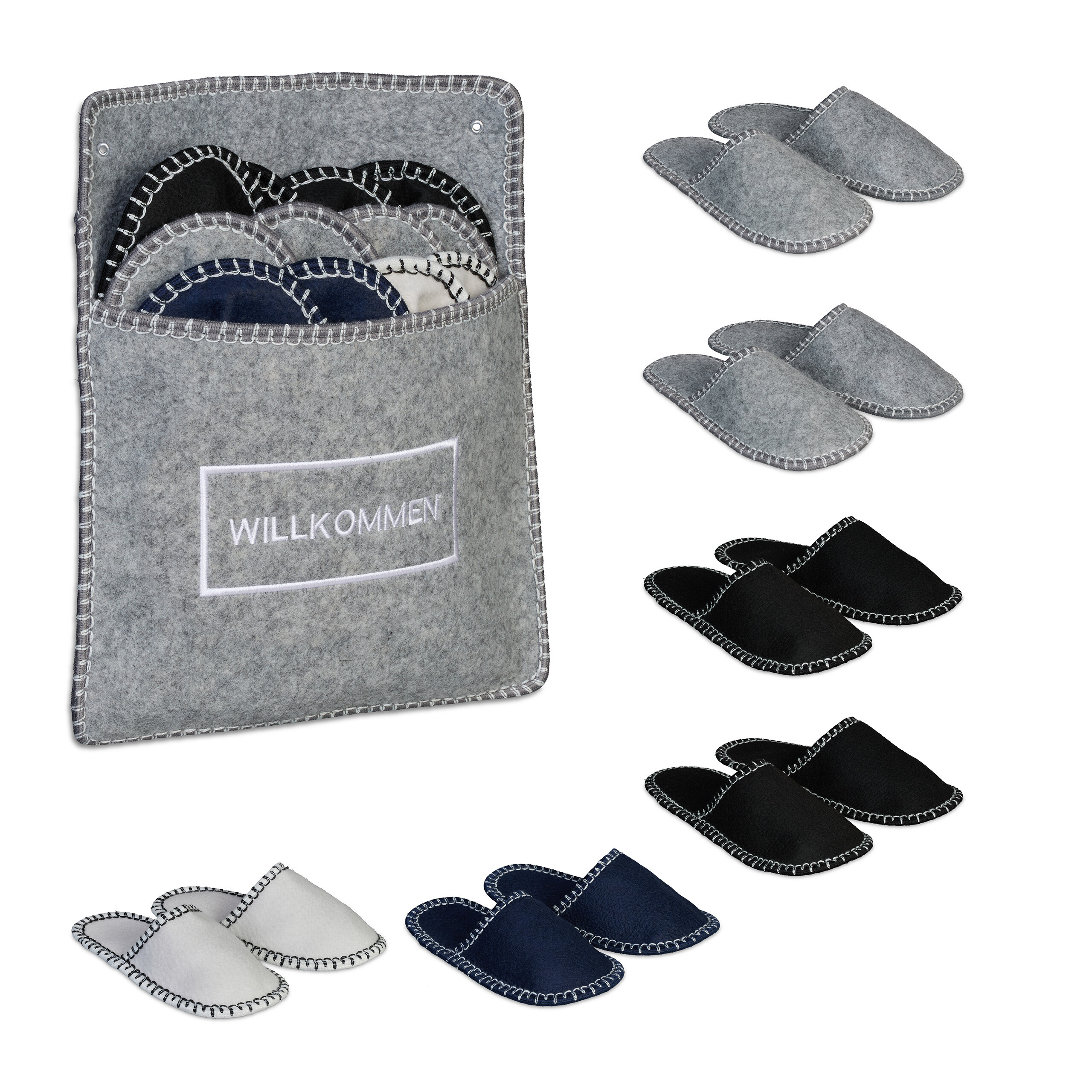 6 X "welcome" Guest Slippers In Multicolor
