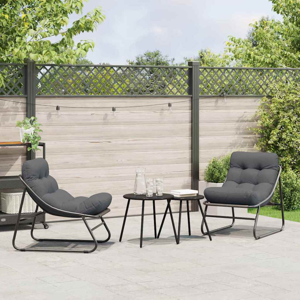 Image of Vidaxl Garden Furniture With Cushions 2pcs Black 60.5 X 81 X 71 Cm, Garden And Terrace, Modern Outdoor Furniture, Chairs, Comfortable Seats