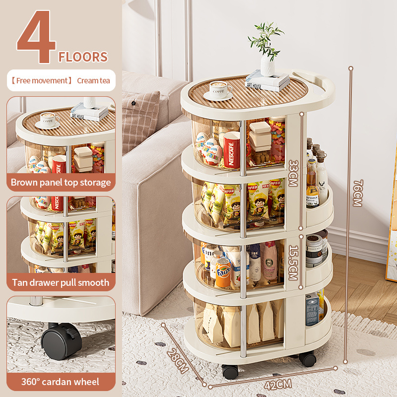 Plastic Drawer Storage Cabinet with Wheels, 4 Drawers
