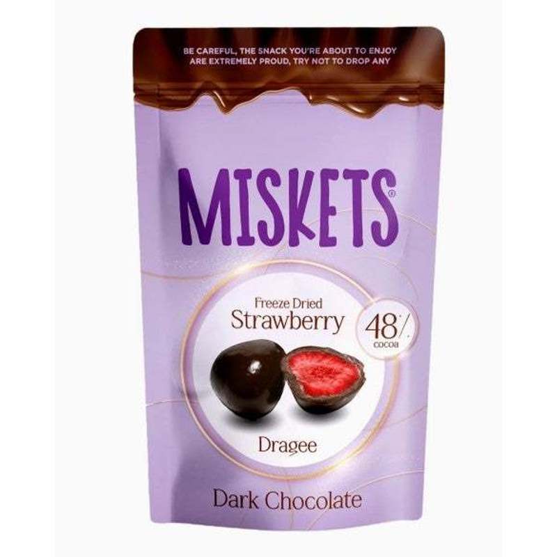 Miskets Freeze Dried Strawberry Dragee Dark Chocolate 80g Mhd: 07.02.2027
