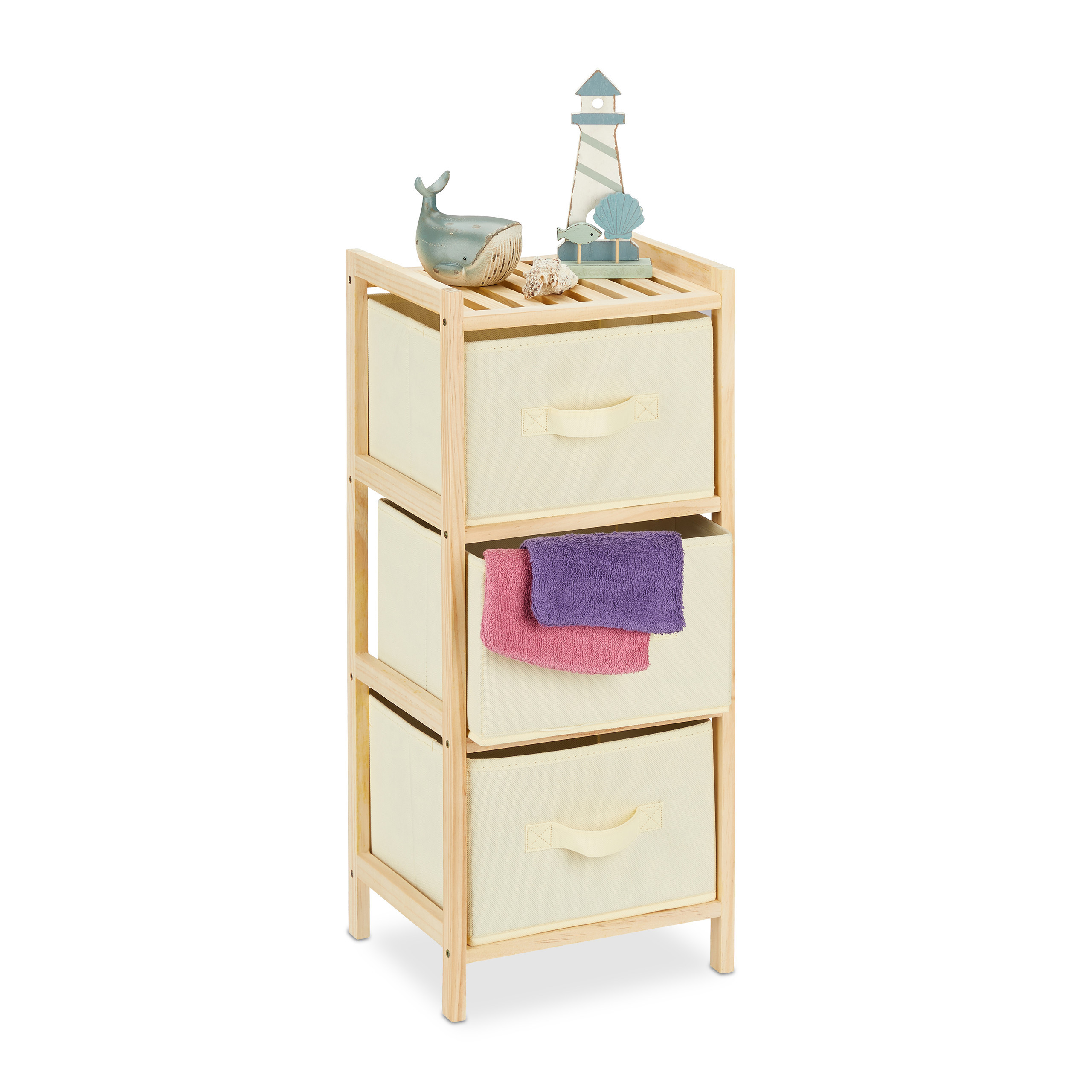 Bathroom Shelf In Natural/beige - (w)28 X (h)65 X (d)25.5 Cm