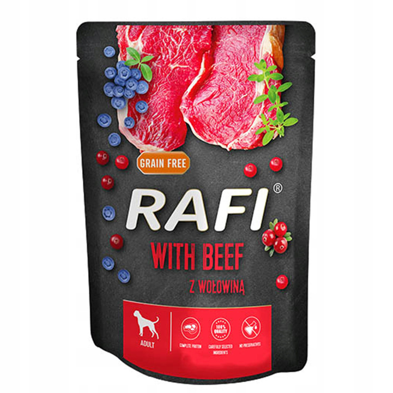Image of Rafi Mokra Dog Food With Beef In 300g Sachets