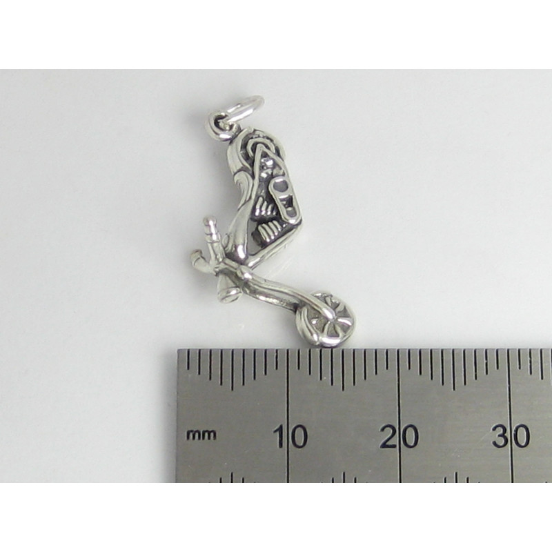 Chopper with Long Forks Motorcycle Sterling Silver Charm, Biker Gift