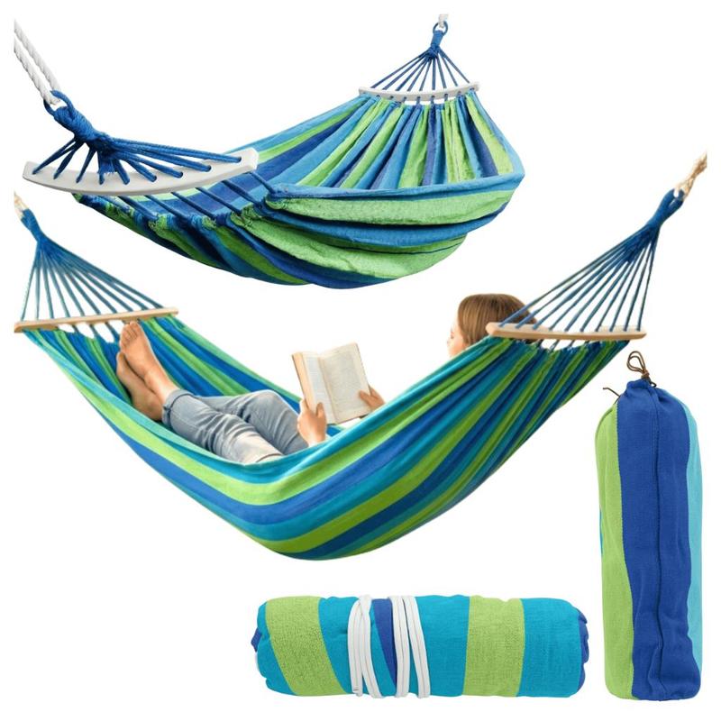 Garden Hammock With Wooden Stand 100kg 200cm Buoy Set Rope