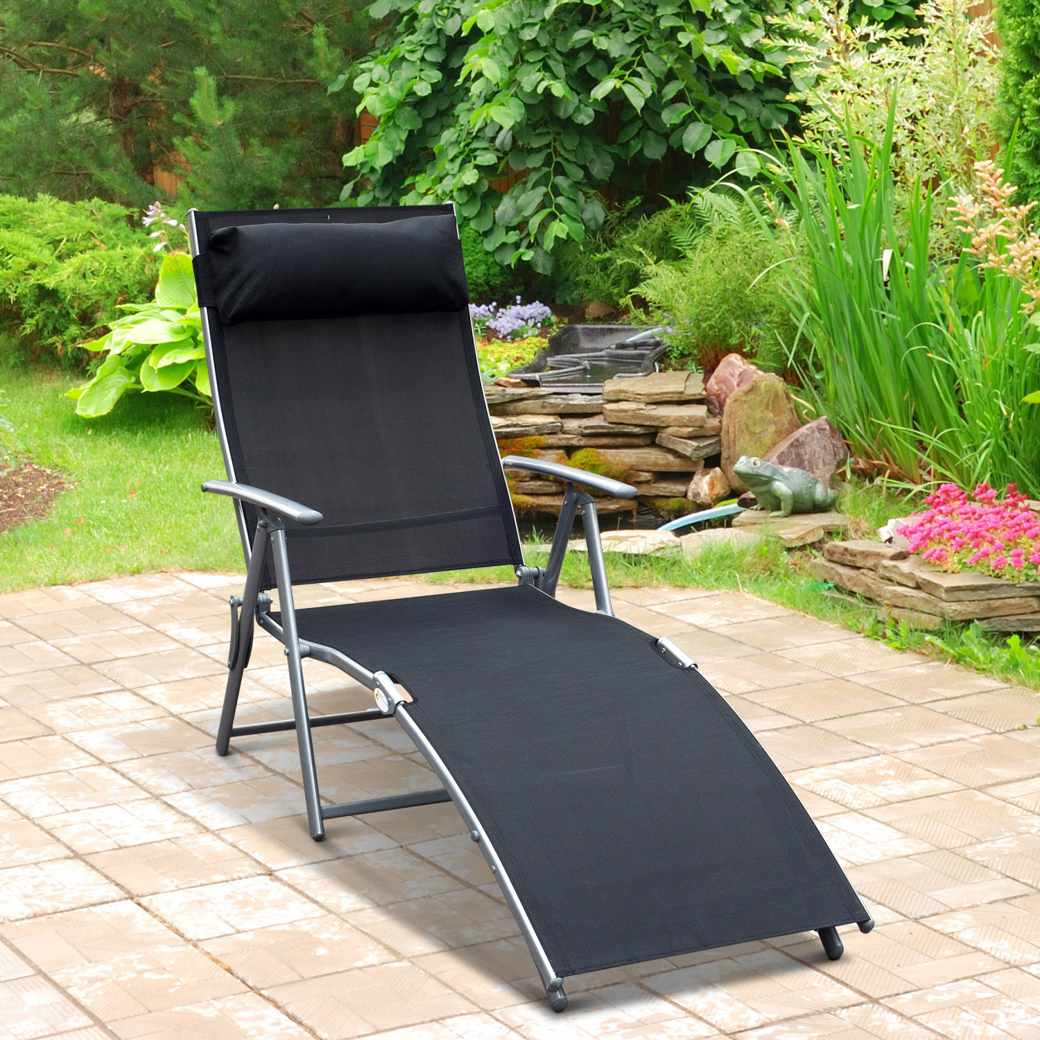 Sun Lounger Beach Lounger Garden Lounger Relax Lounger Foldable With Cushion Beach Metal+fabric