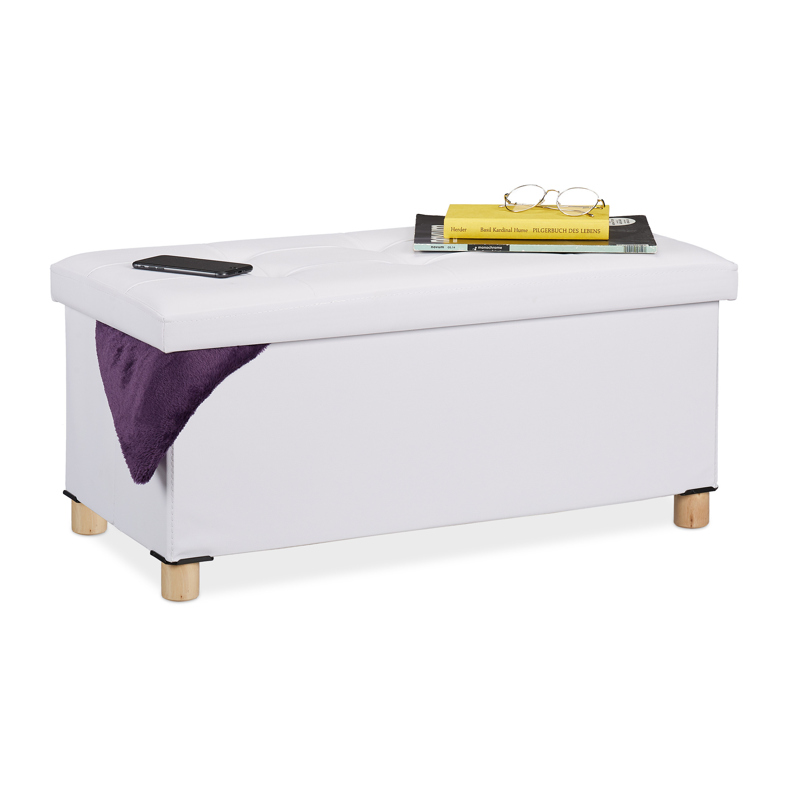 Bench In White - (w)76 X (h)35 X (d)37 Cm