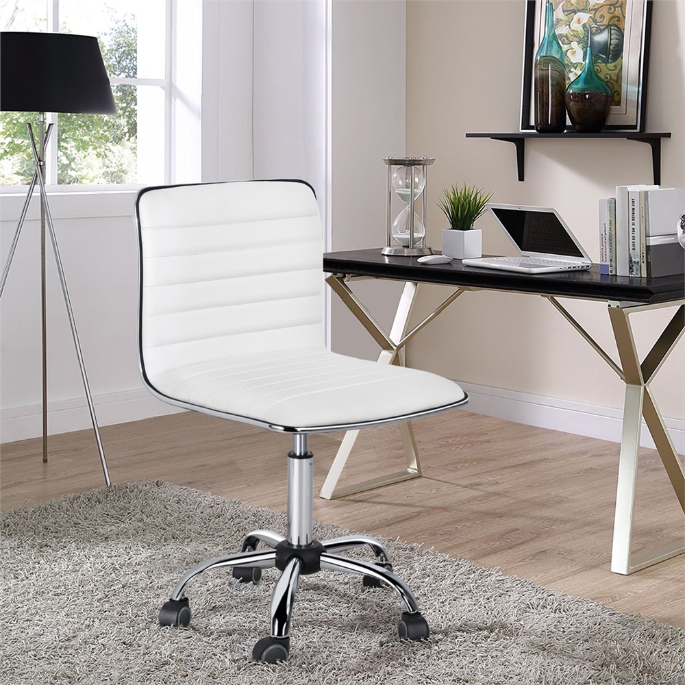 Ergonomic Office Chair Without Armrests, Executive Chair On Wheels, Height-adjustable Swivel Chair