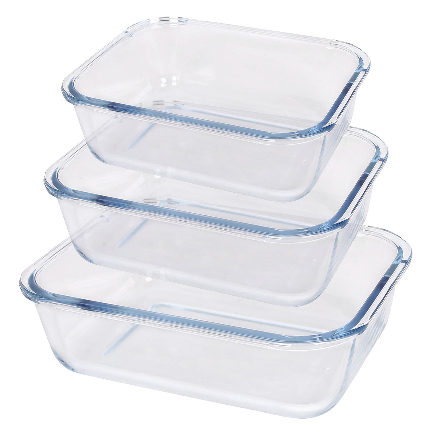 TEMU Argon Tableware 3pcs Rectangular Glass Cake Dish Set - 3 Sizes