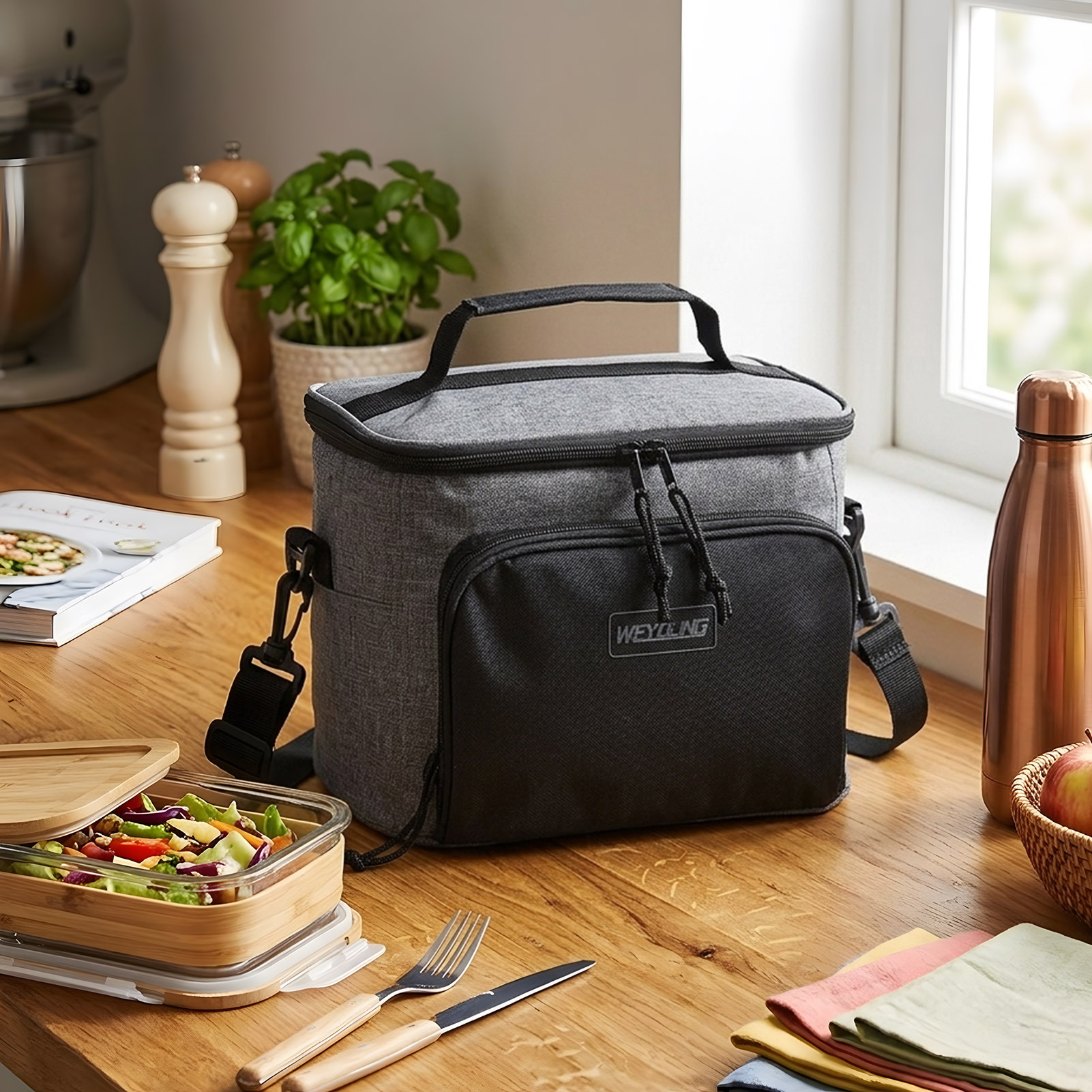 Portable Insulated Beverage Cooler Bag with Double Zipper Closure