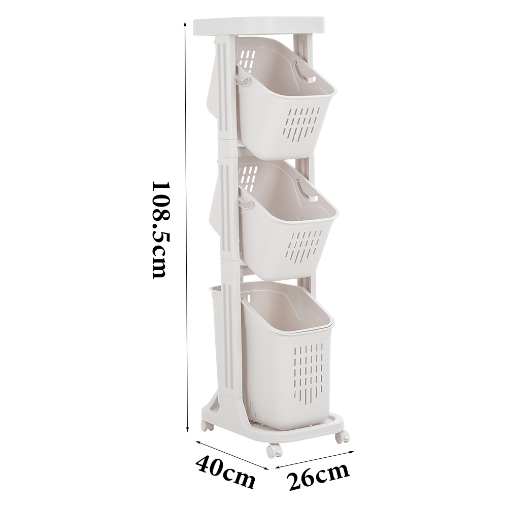 Four-Layer Plastic Narrow Storage Basket Trolley