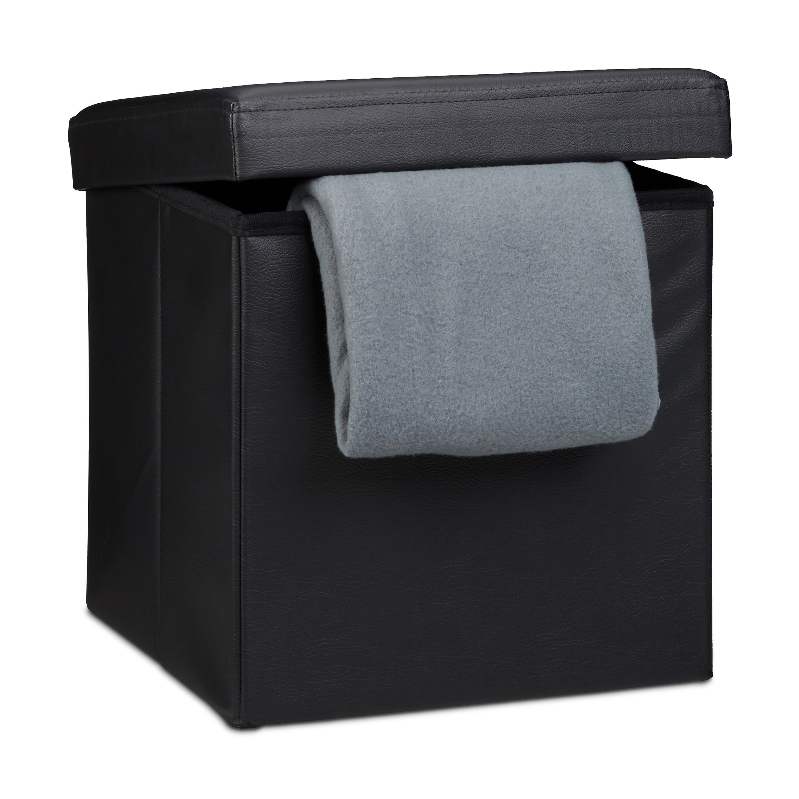 Collapsible Stool In Black - (w)38 X (h)38 Cm