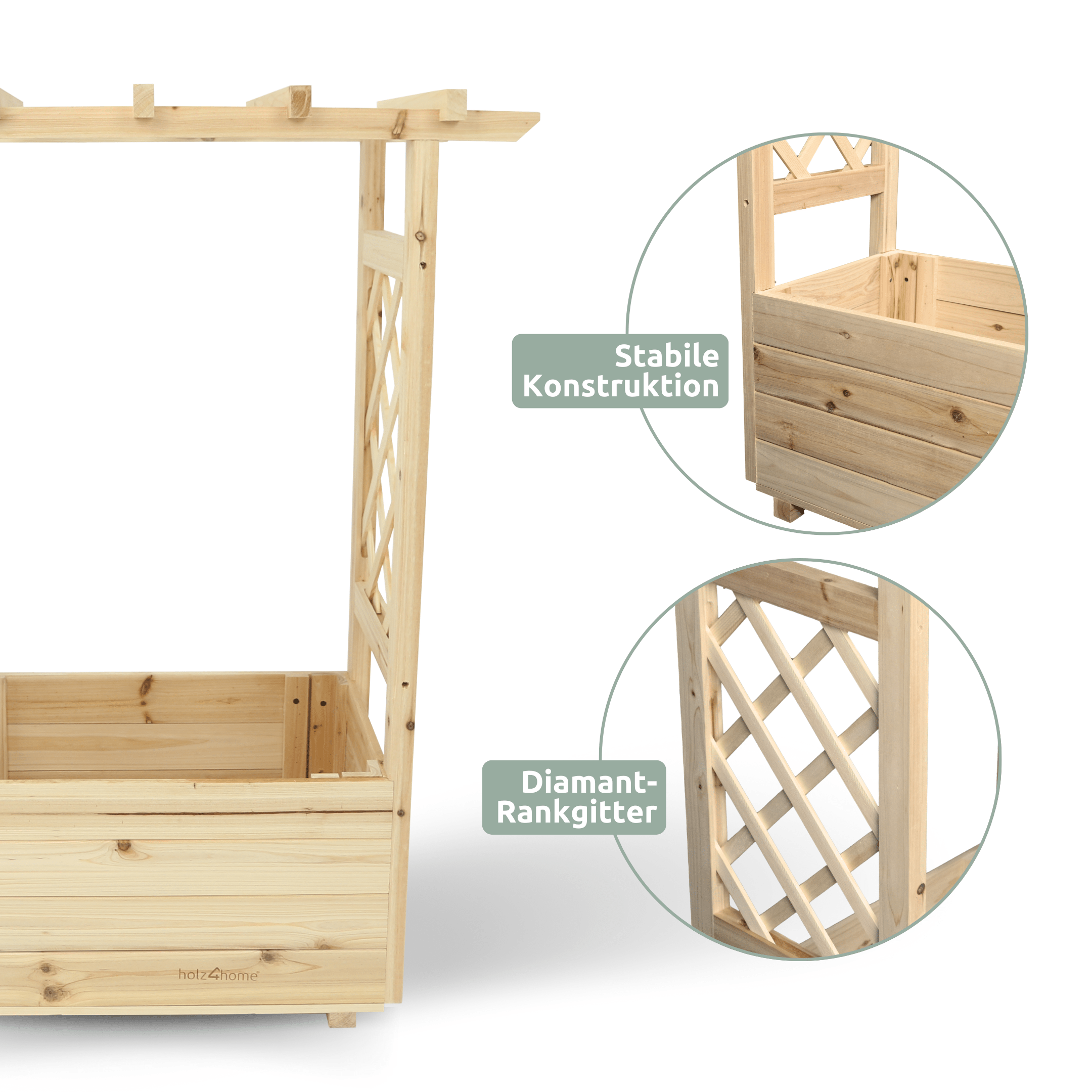 Wooden Planter Box With Roof Including Fleece Lining S
