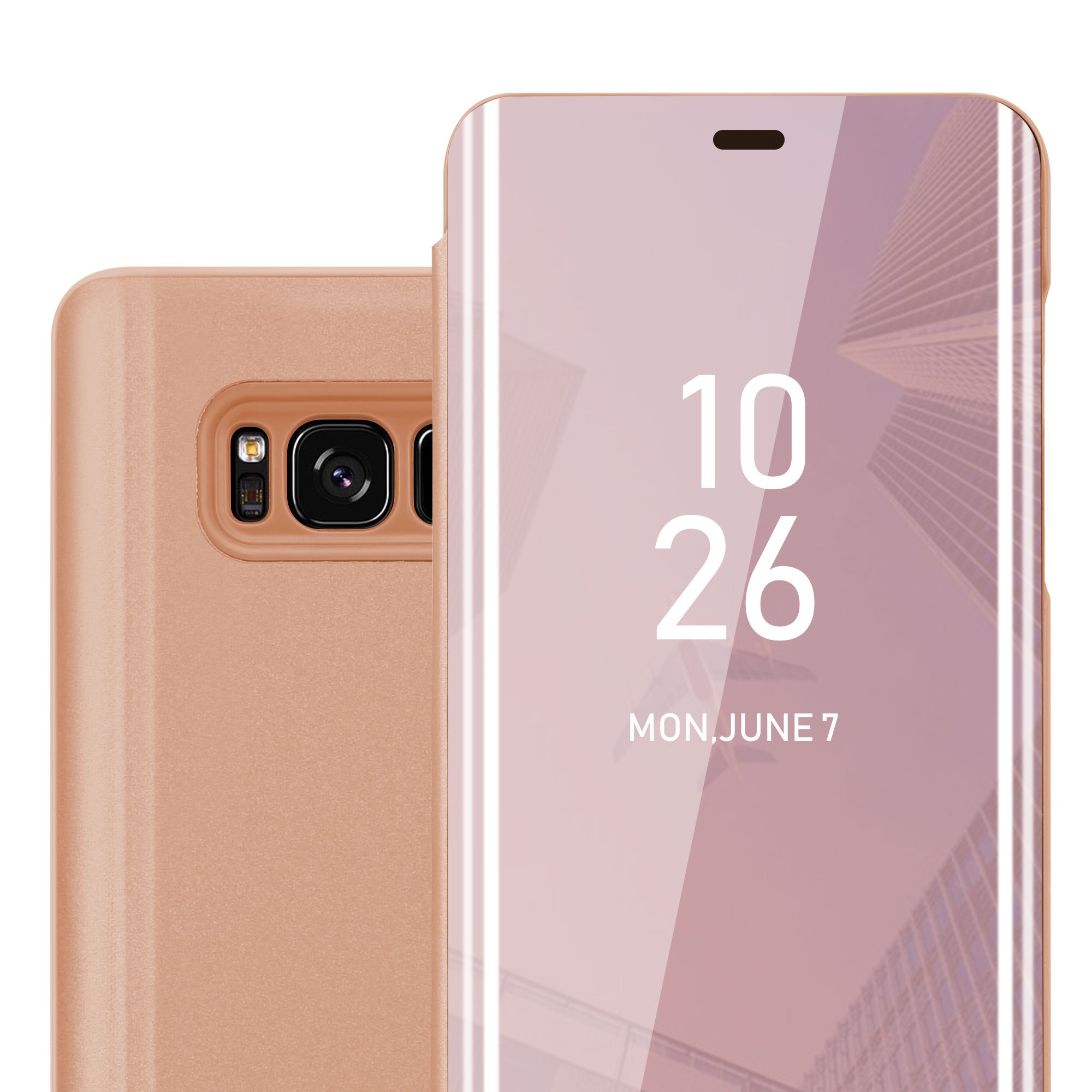 Image of Case Compatible For Galaxy S8 Plus Mirror Protective Case With Stand Function 360 Degree Protection Flip Case Cover Etui Mobile Phone Flip Case Book Bag