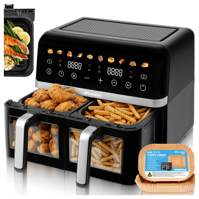 Image of Fat-free Air Fryer 10l, Dual Chamber Deep Fryer, 2800w, Airfryer Tray 2800w-10l