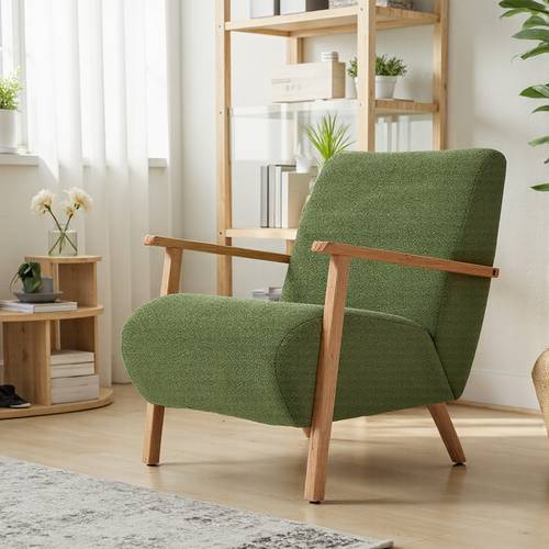 1pc century modern chair green velvet armchair upholstered accent chair for living room office bedroom retro lounge chair with padded seat back instant maker