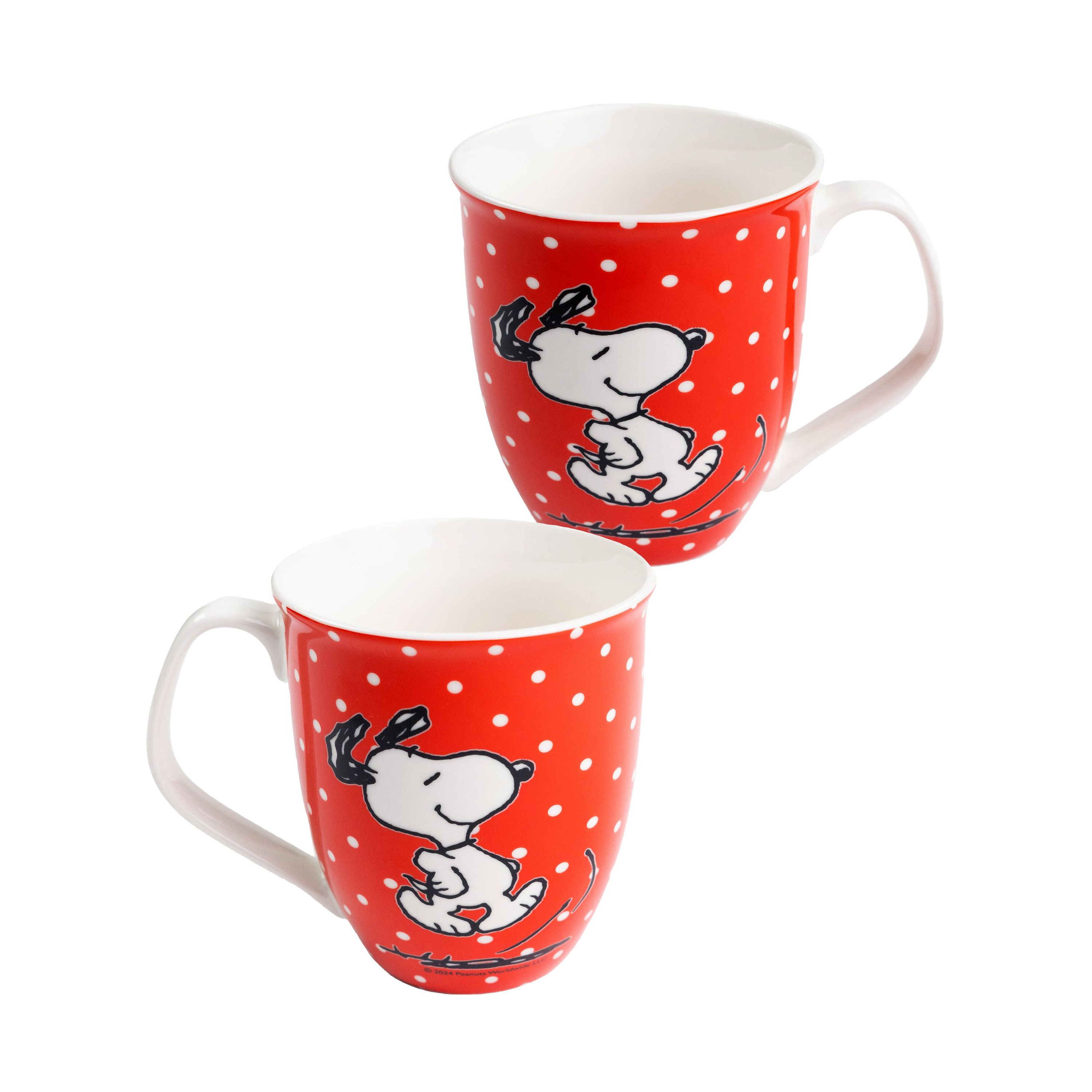 Image of Mug - Red Polka Dot Ceramic Coffee Cup, 280 Ml