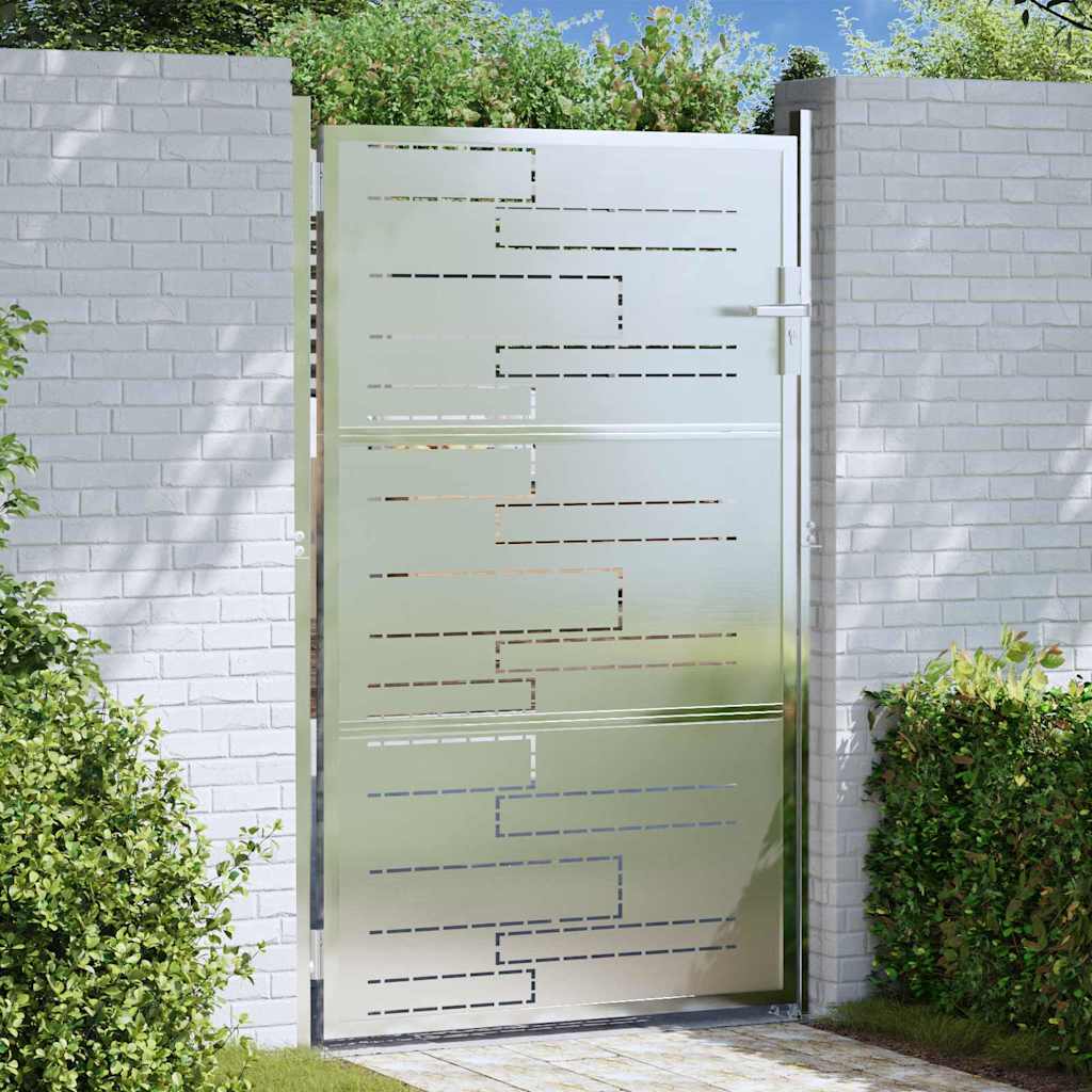 Image of Vidaxl Garden Gate With Silvery Lock 100 X 150 Cm Stainless Steel, Garden And Terrace, Rectangular, With Stylish Furniture, Elements And Cozy Seating Areas