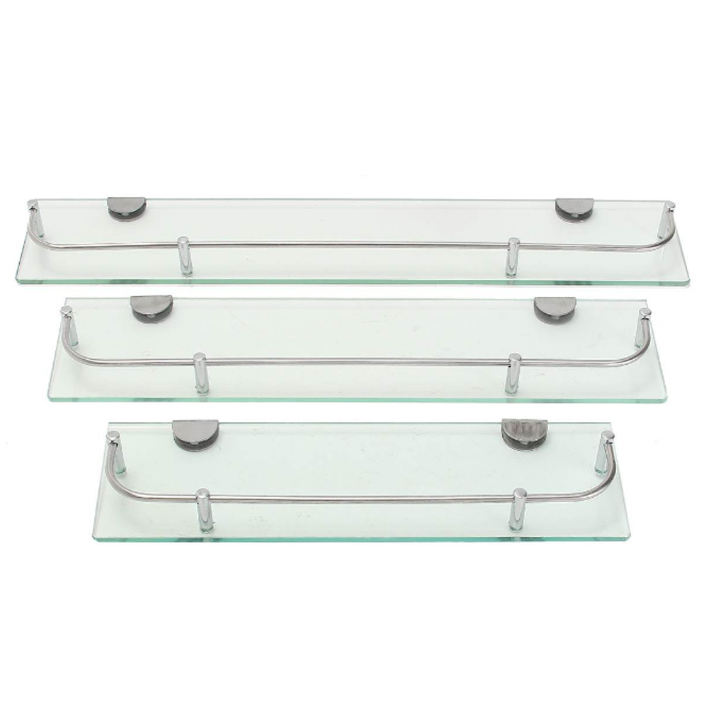 TEMU 1pc Wall-mounted Shower Shelf, Bathroom Storage Shelf, Glass Bathroom Tray, 38.5/50/60cm Cosmetic Holder - Space-saving Bathroom Storage Shelf,