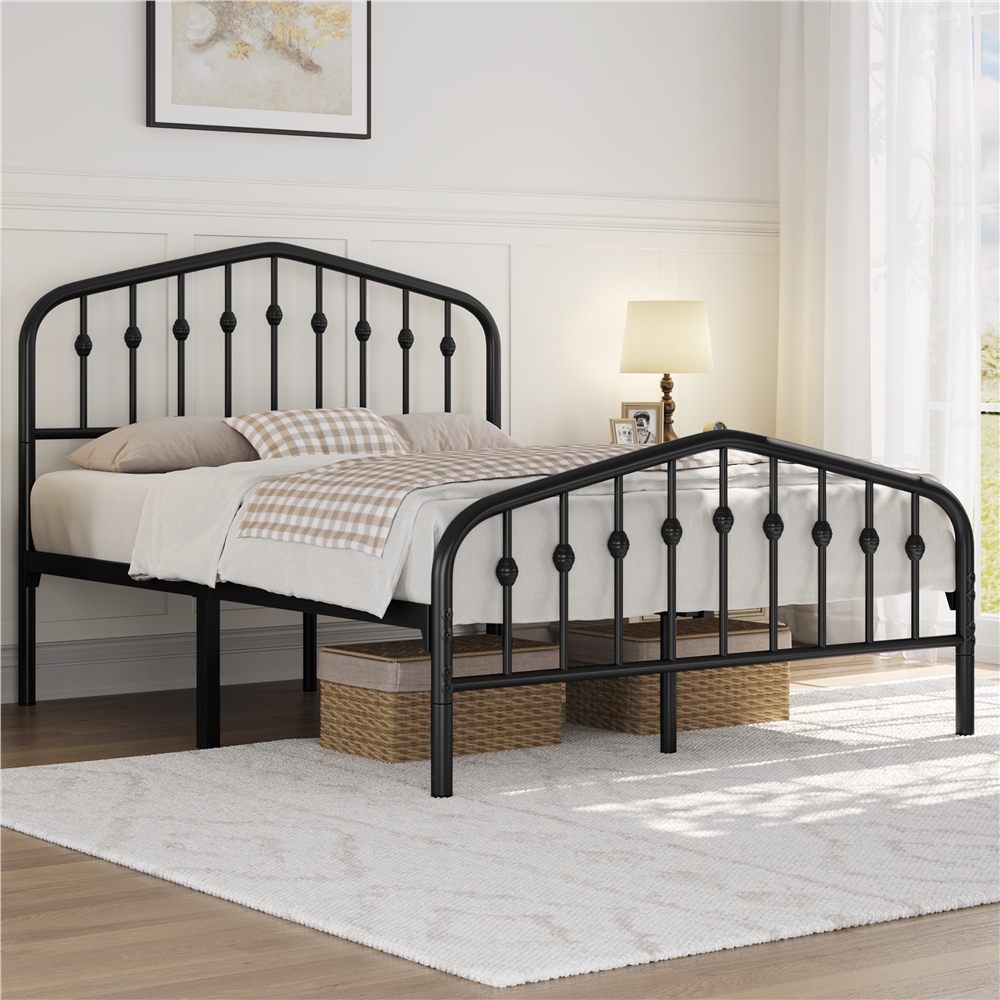 E-shop Costoffs Bettrahmen Vintage Metallbett mit Kronenförmigem Kopfteil Stabiles Bettgestell Einzelbett aus Metall & Leichte Montage Tagesbett