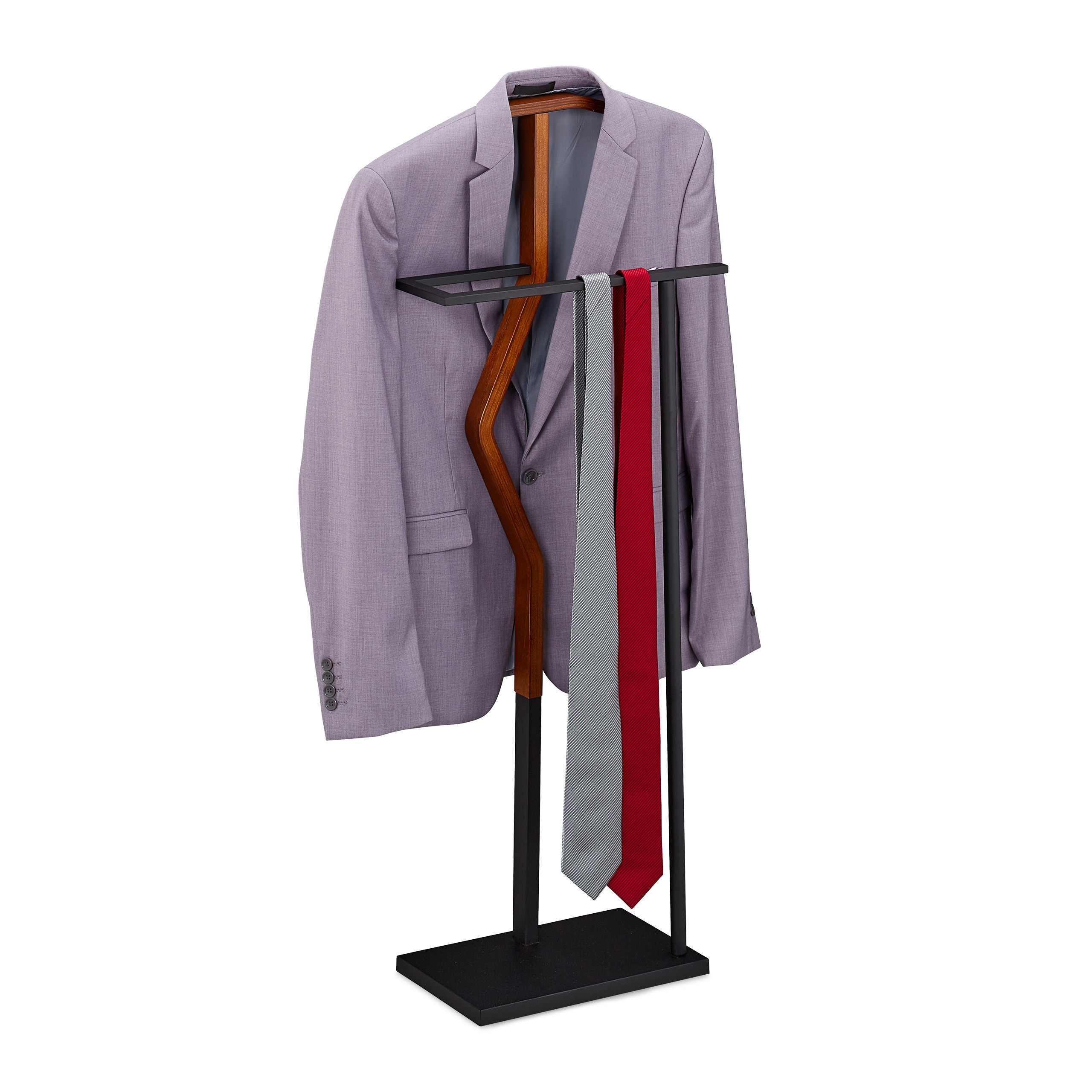 Image of Men's Valet Stand In Brown/black - (w)45.5 X (h)106.5 X (d)20 Cm