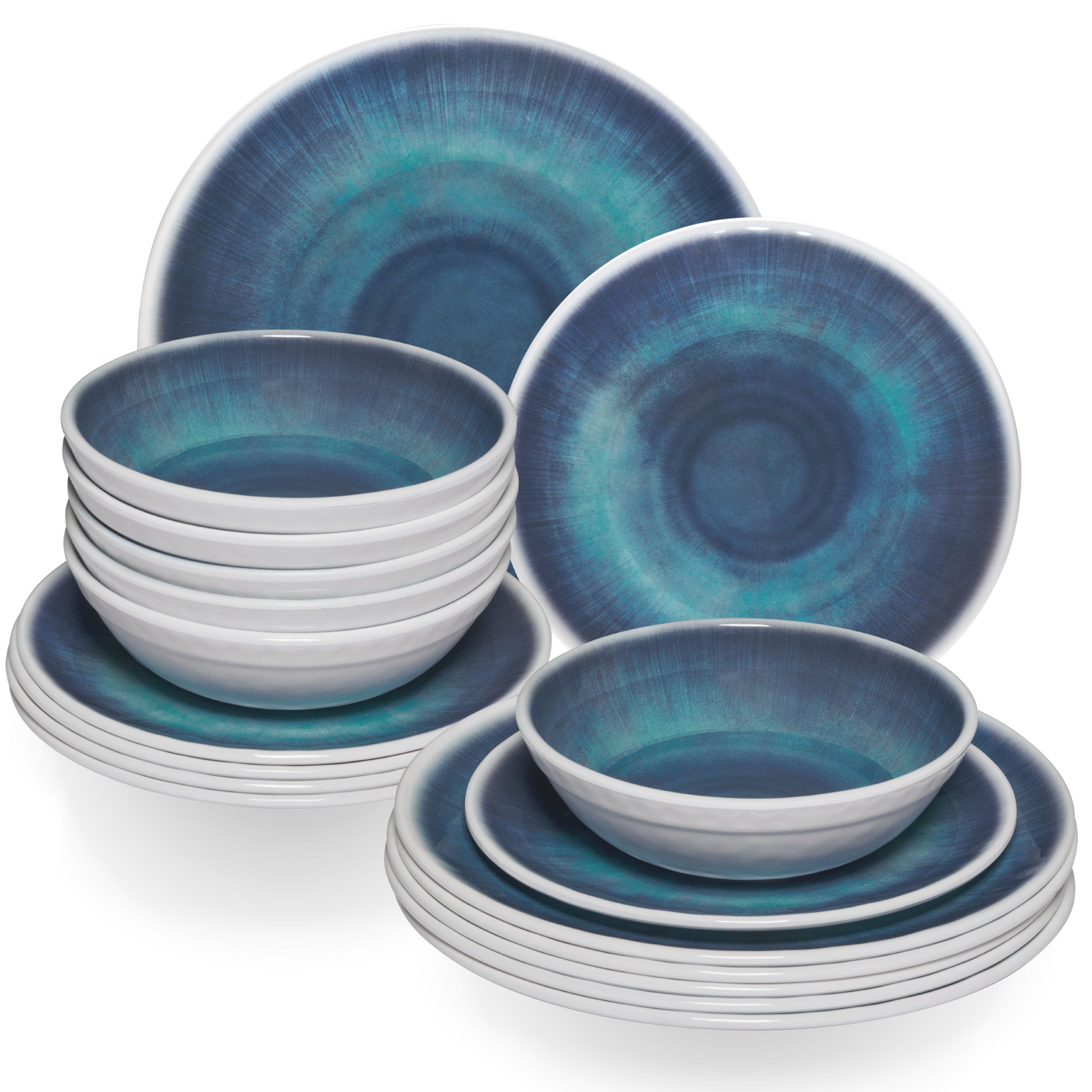 Image of Camping Dishes Blue For 6 People - 18pcs - Dishwasher Safe Tableware Camping Accessories Camping Dishes Camping Festival Picnic Garden Party