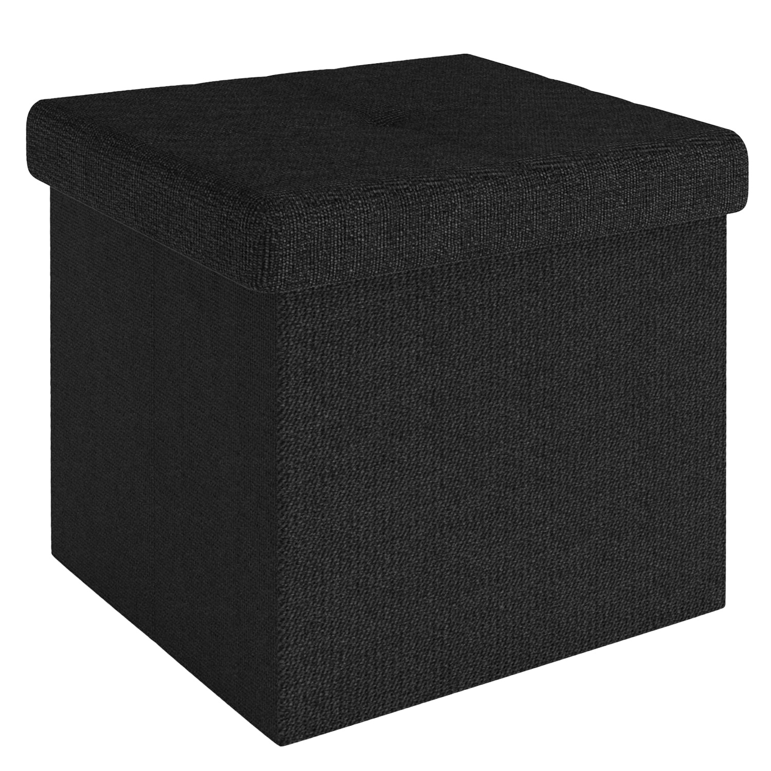 Image of Intirilife Collapsible Storage Ottoman 38x38x38 Cube With Lid Made Of Fabric With Pockets - Footrest Storage Box Chest Stool