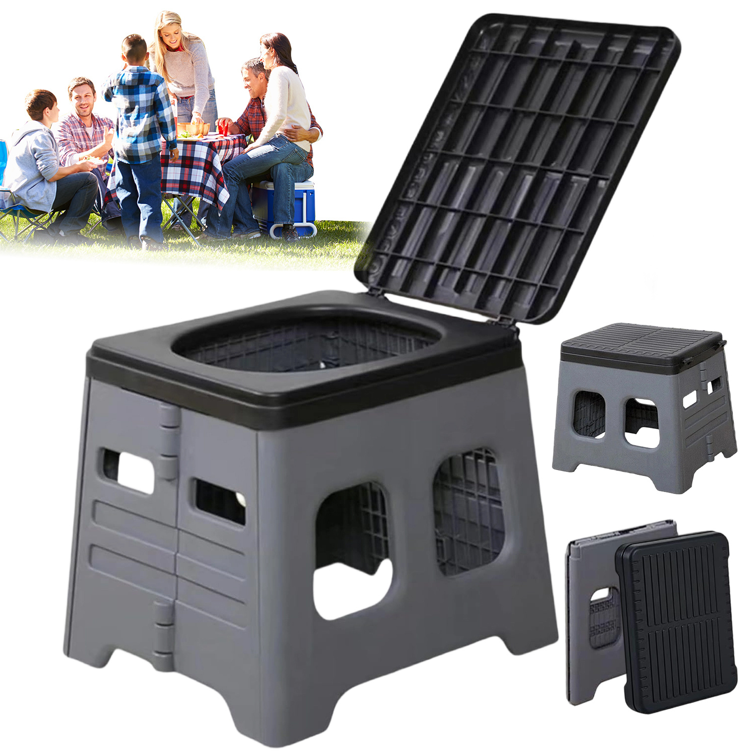 TEMU Outdoor Folding Car Toilet, Outdoor Personal Care, Hygiene Products, Outdoor Folding Toilet, Camping And Hiking Supplies, Foldable, ,