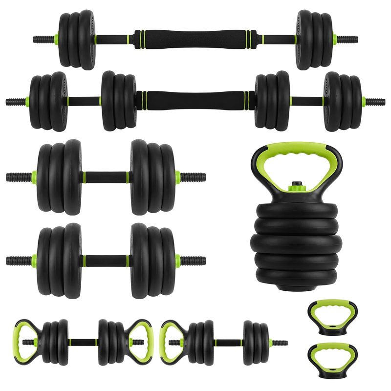4 In 1 Adjustable Dumbbells Set, 20kg/44lbs Free Weights Set For Gym Used, Adjustable Kettlebell Weights Dumbells Set Barbell With Connector For Men Women Push Up Stand & Ab Roller, For Home Fitnes