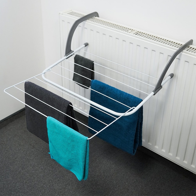 Kledingdroger voor radiator, metalen, wit, opvouwbaar, 55x50.5 cm