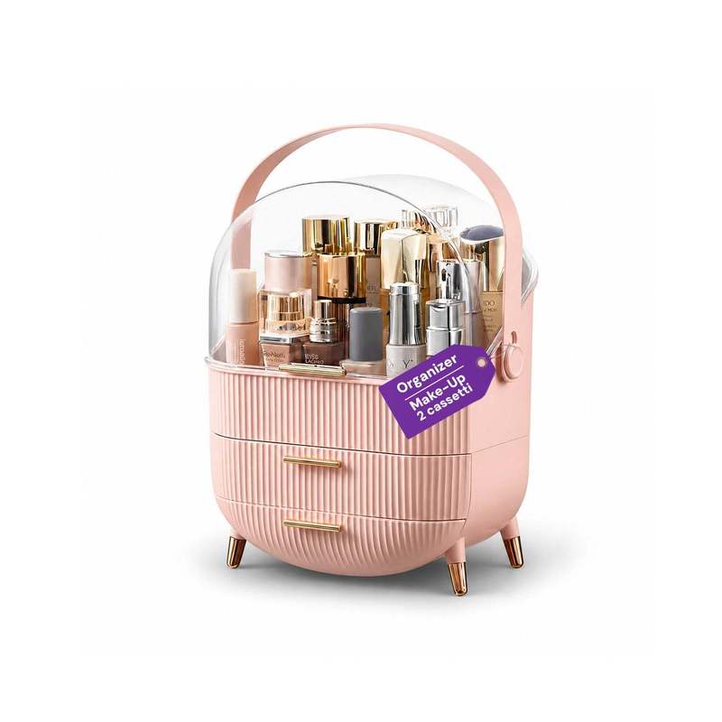 TEMU Waterproof Makeup Bag With Rotating Handle And 3 Compartments In Colors