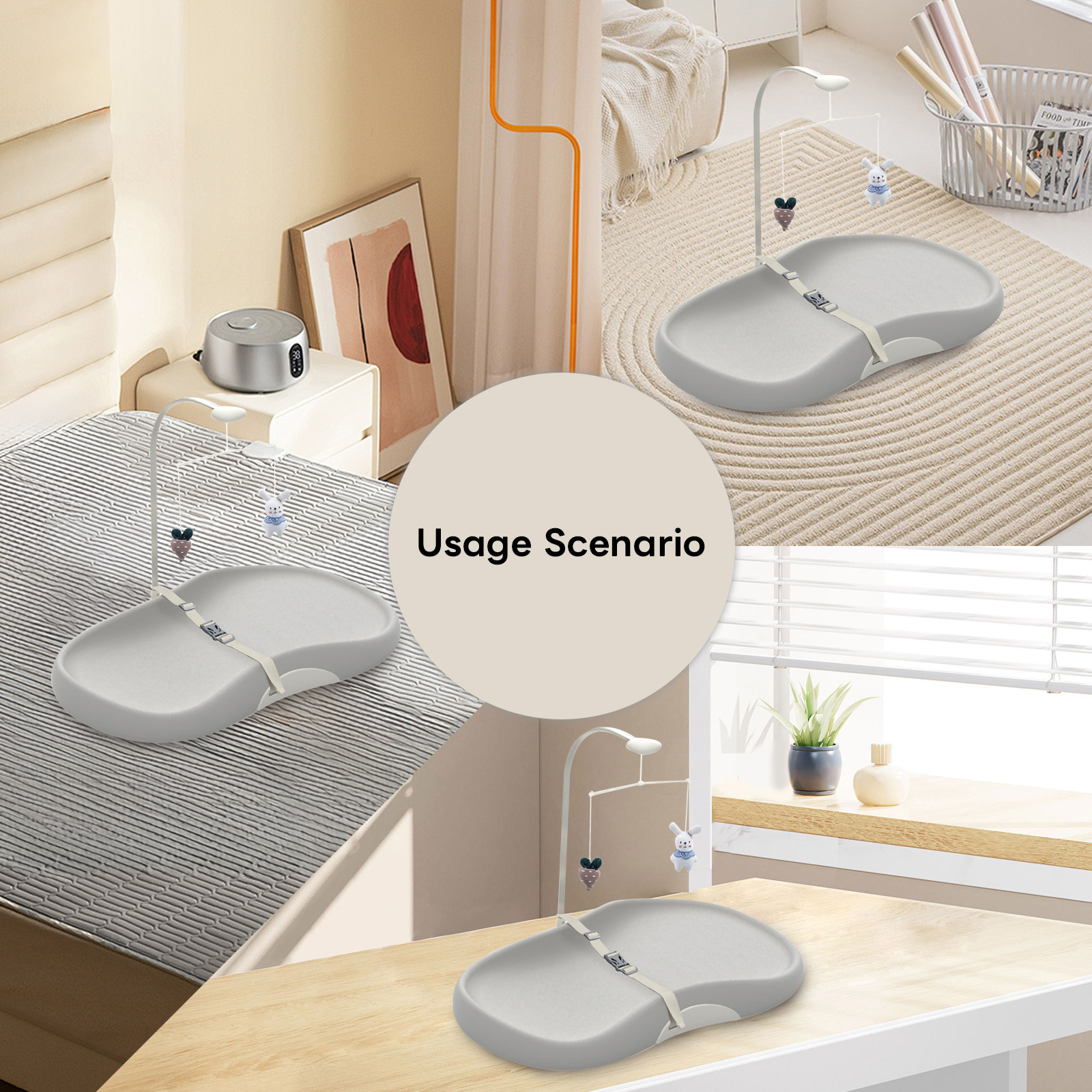 Lunaluke Sanitary Baby Changing Table, Multi Purpose Diaper Station, Washable Care Pad with Detachable Sensory Toys, Portable Childcare Console, Antimicrobial Changing Platform