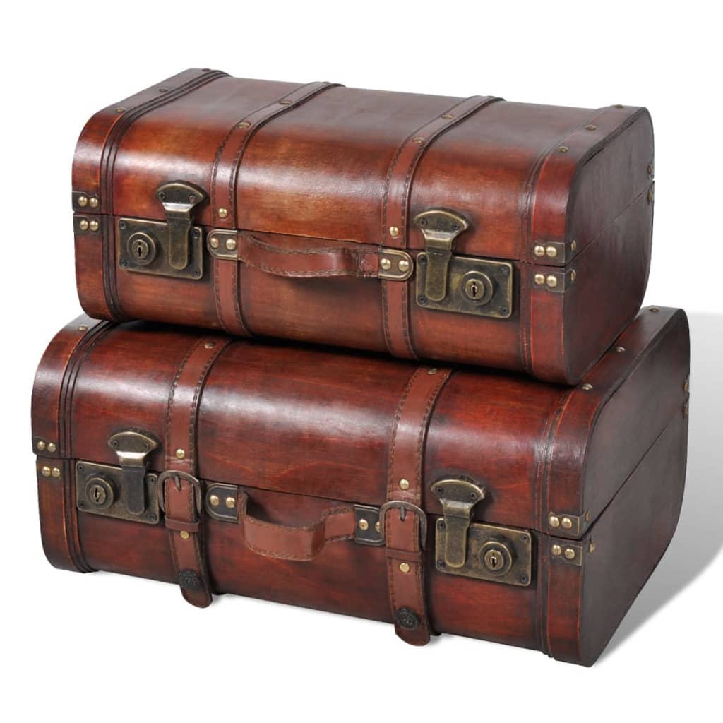Vidaxl 2x Brown Wooden Chest Wooden Box Storage Chest Chest