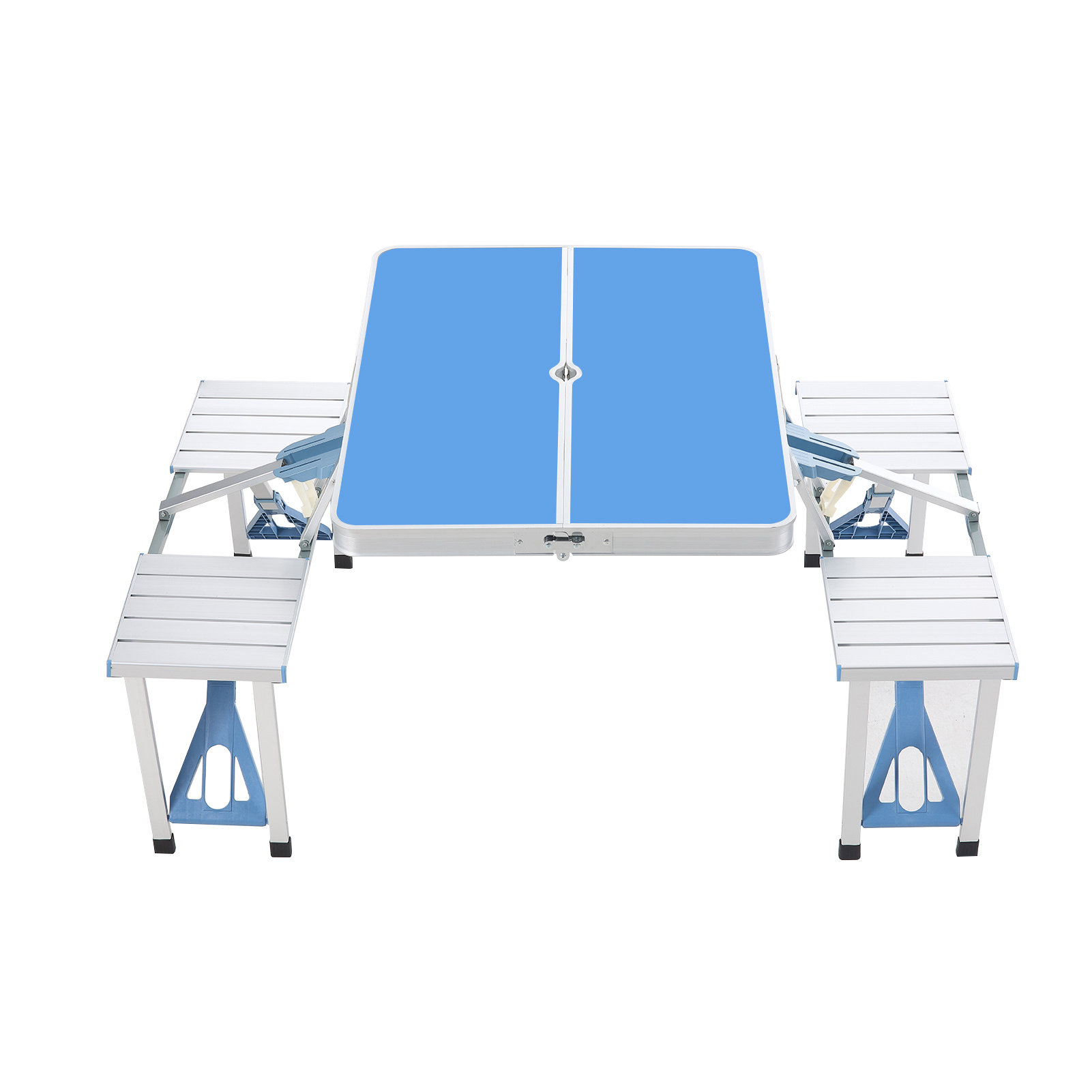 Blue Portable Folding Camping Picnic Table and Chairs Set