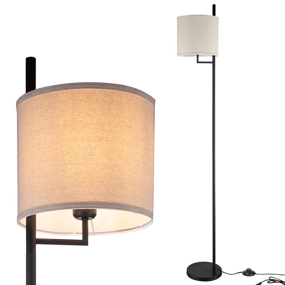 TEMU BAKAJI Lampada Piantana da Lampadina E27 Base Struttura in Metallo Paralume in Tessuto Design Moderno Accensione a Pedale Altezza 178 cm ()