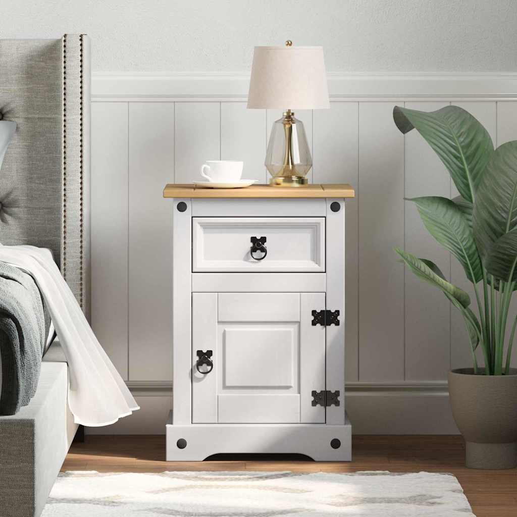 Image of Vidaxl Nightstand White 45 X 35 Cm Solid Pine Wood, Bedroom Furniture, Rectangular Design, Durable Materials, Ideal For Modern Rooms, Offers And Style, Easy Assembly