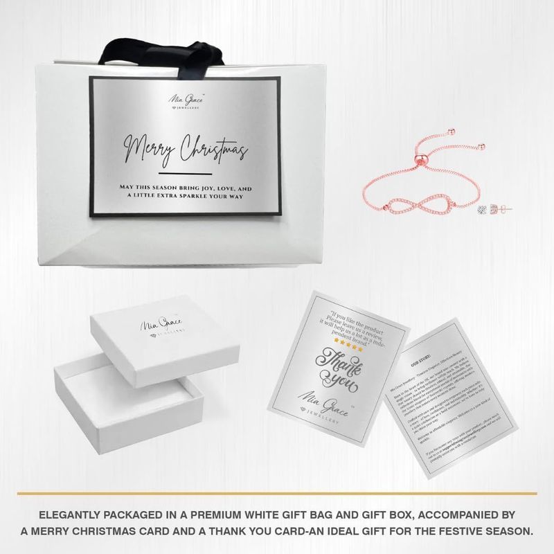 Women's Infinity Bracelet & Earrings Set with Austrian Crystals