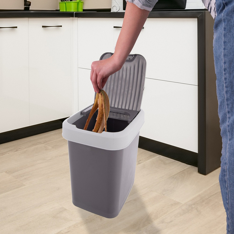 Grijze plastic prullenbak 12 L