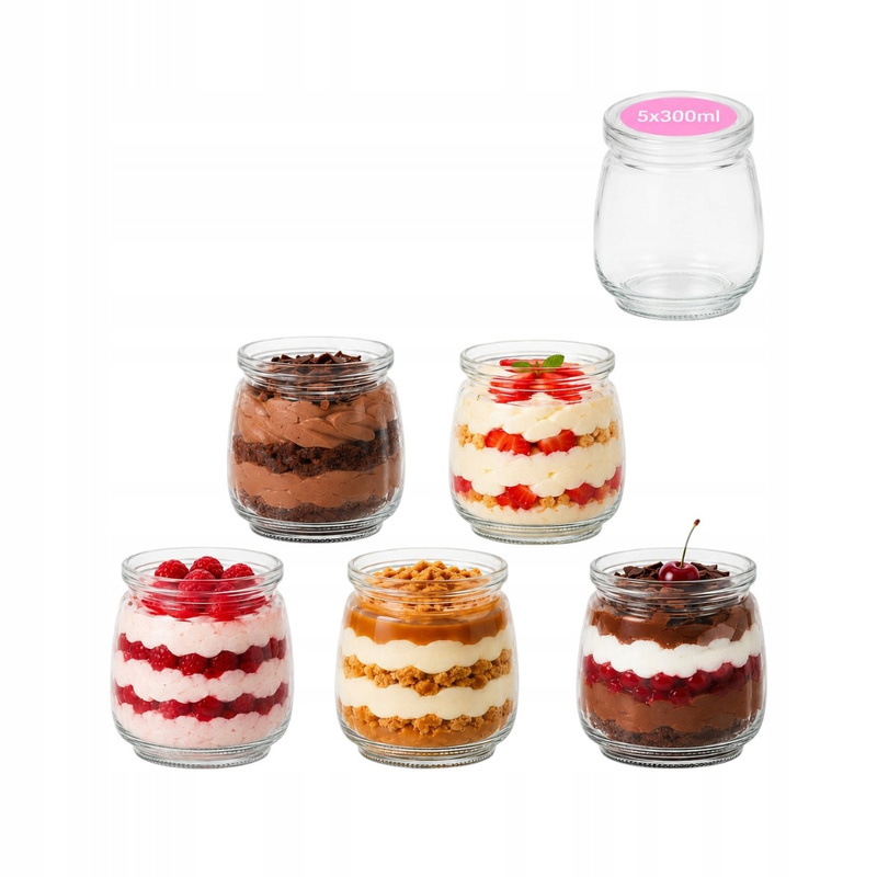 Image of 5-piece Set Of 250 Ml Smooth Glass Jars For Desserts, Mousse, Honey, Yogurt, Pudding, Herbs, Candles, Crafts, And Homemade – Ideal For Storage, Serving, And Gift Packaging