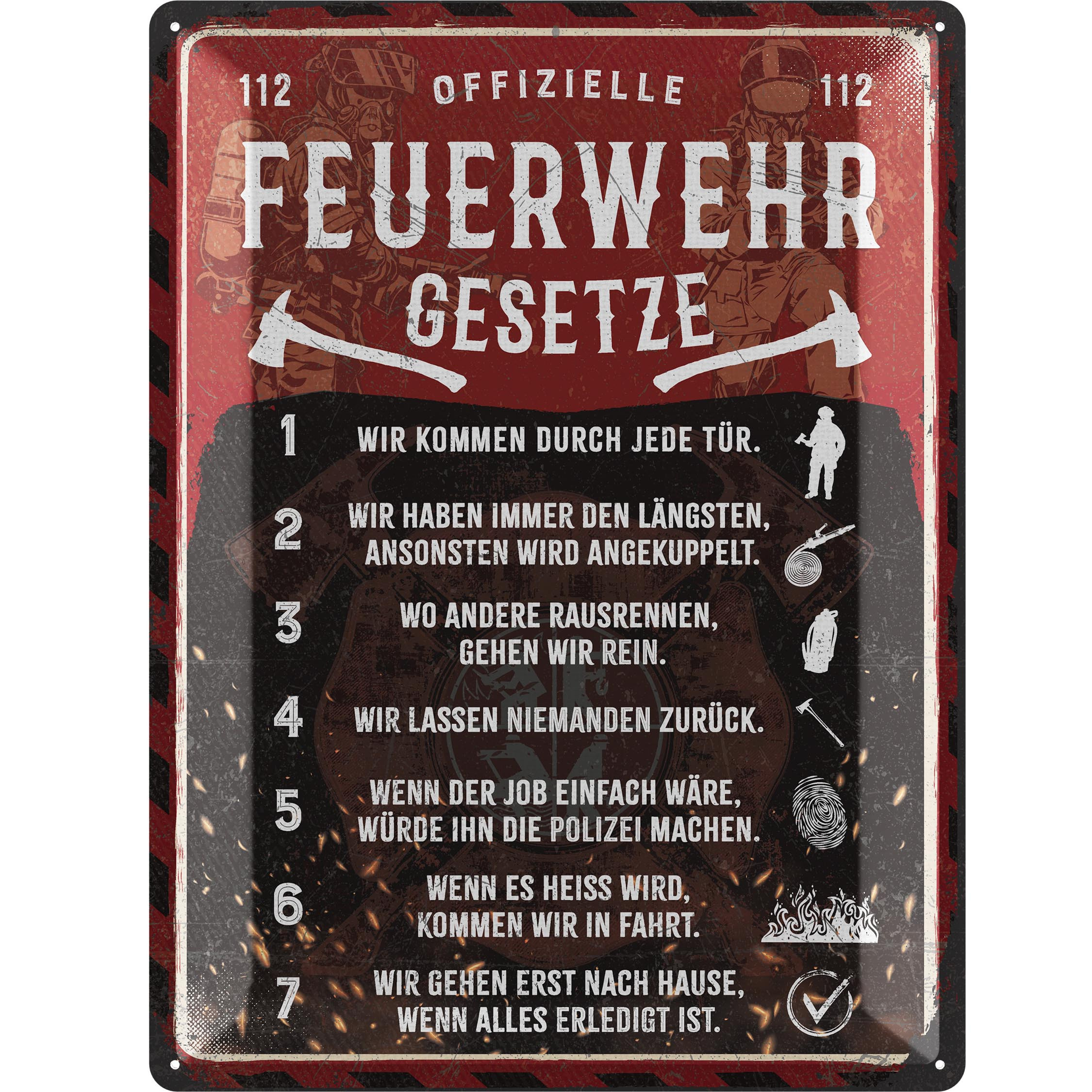 Image of Xxl Retro Metal Sign - Firefighter Laws - Firefighter Gifts For Men, Gift Ideas For Men, Firefighter Decorative Sign - Metal Sign With Cutout, 30x40cm Classic Edition