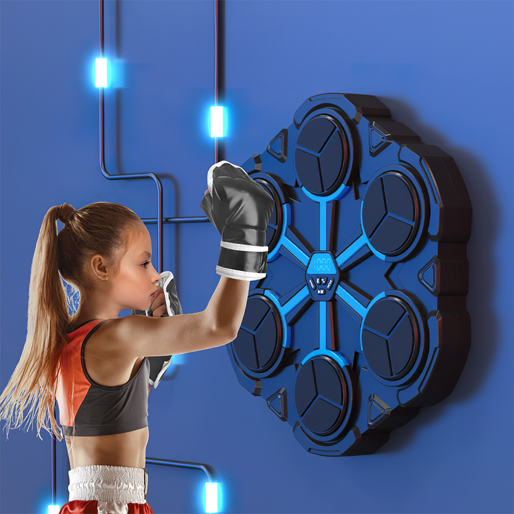 Image of 6- Music Boxing Trainer With Bluetooth & Led Display - Wall Mounted Fitness Game With Dynamic Lights, Built-in Speaker For Rhythm Training, Perfect For Home Gym Entertainment