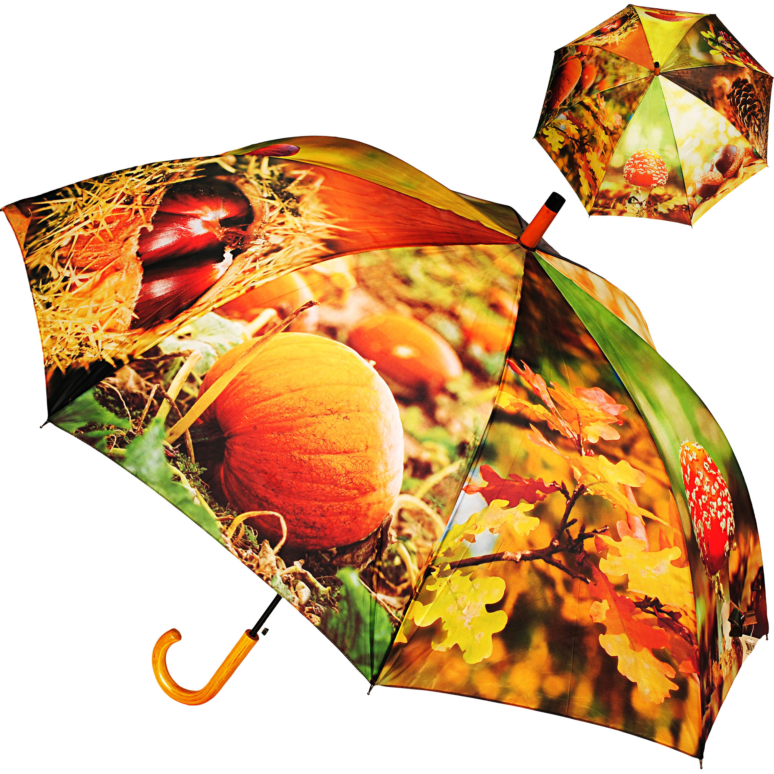 Image of Large Xxl Automatic Umbrella - Autumn & - Ø 122 Cm - Folding Umbrella With Handle - Umbrellas For Adults - Couple's Umbrella