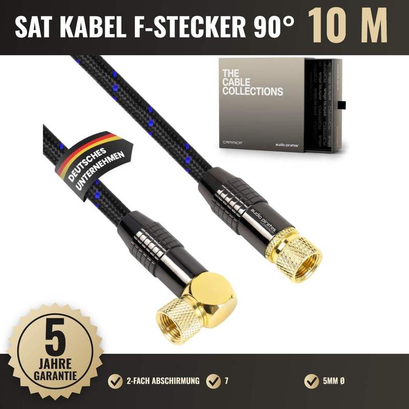 Image of Audio Pirates Rg6 Sat / Tv Cable 1x 90° 2x Shielded 7 Mm