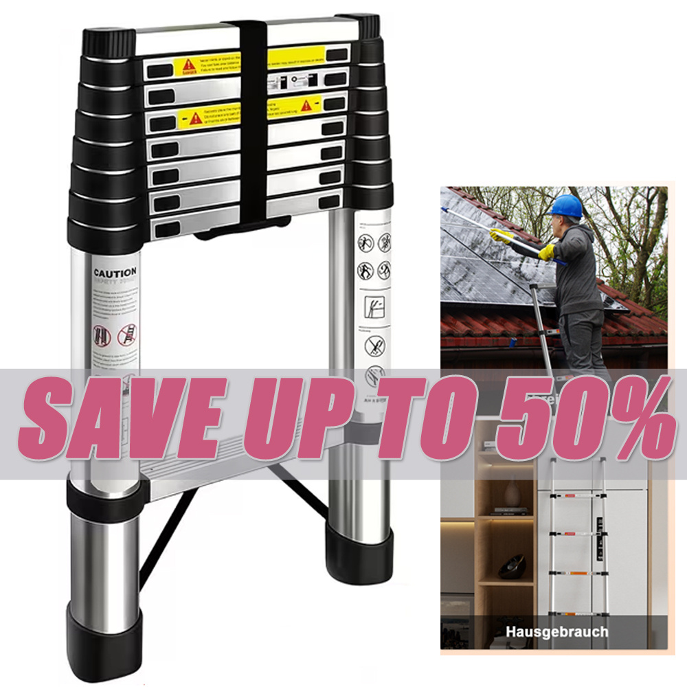 2.7m Telescopic Ladder, Non-slip Folding Ladder Step Ladder Extension Ladder Telescopic Ladder, Telescopic Design Ladder, 9 Rungs - 72cm To 2.70m Ladder