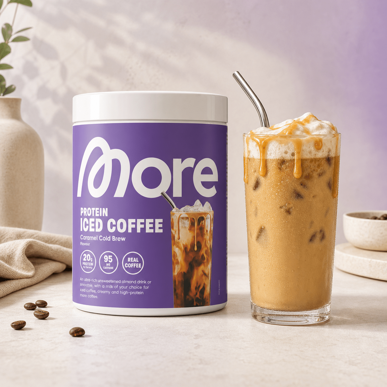 Artikelbild   iced   cold brew proteinpulver mit molkenprotein, instant kaffee und keksstückchen 300 g