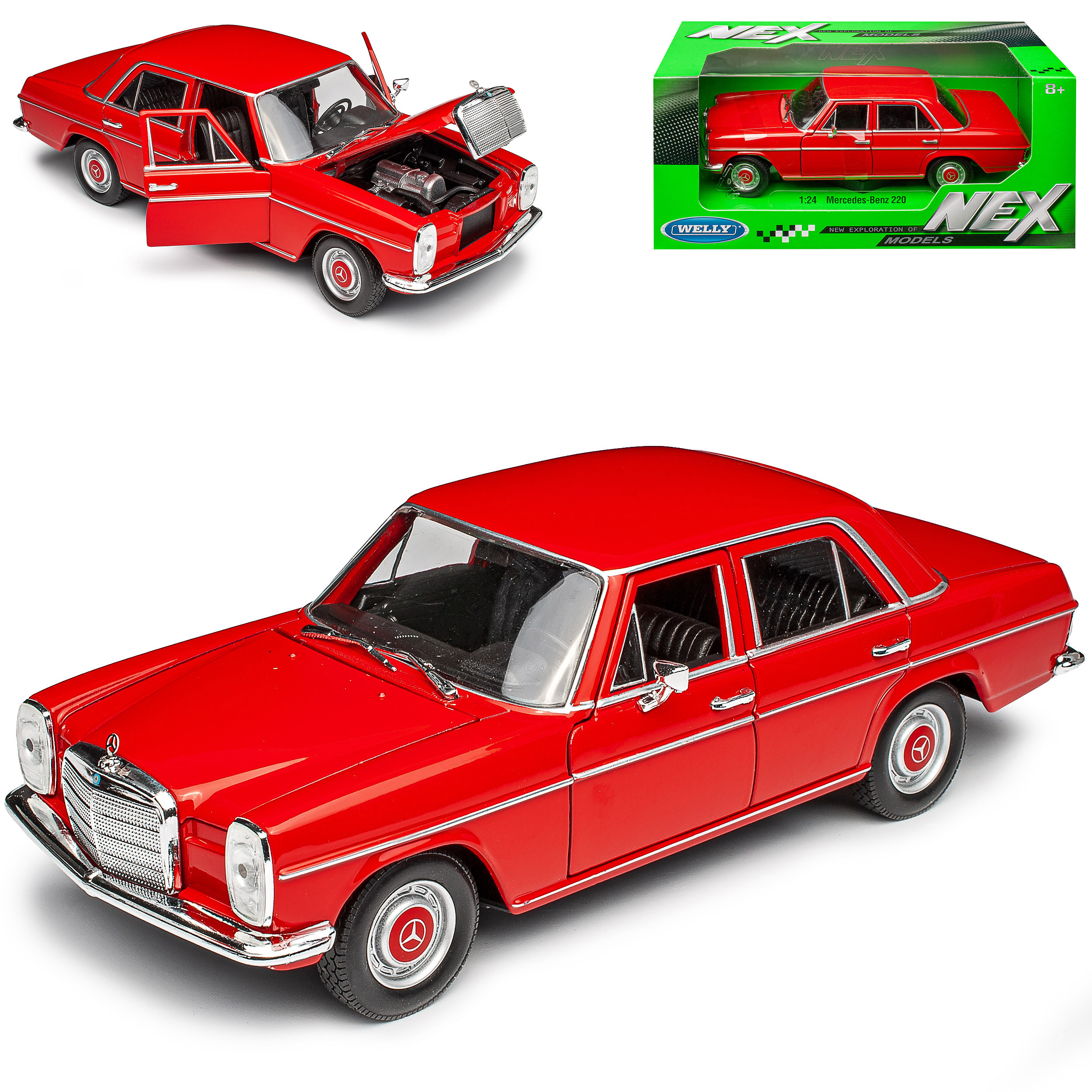 Image of Mercedes-benz 220 /8 Stroke Limousine Red W114 W115 1967-1976 1/24 Welly Model Car