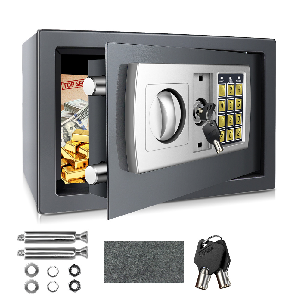E-shop Elektronischer Safe mit Zahlenkombination, Geldkassette, für Büro und Zuhause, digitaler Safe mit vollstelliger Taste, 2 Schlüsseln, 2