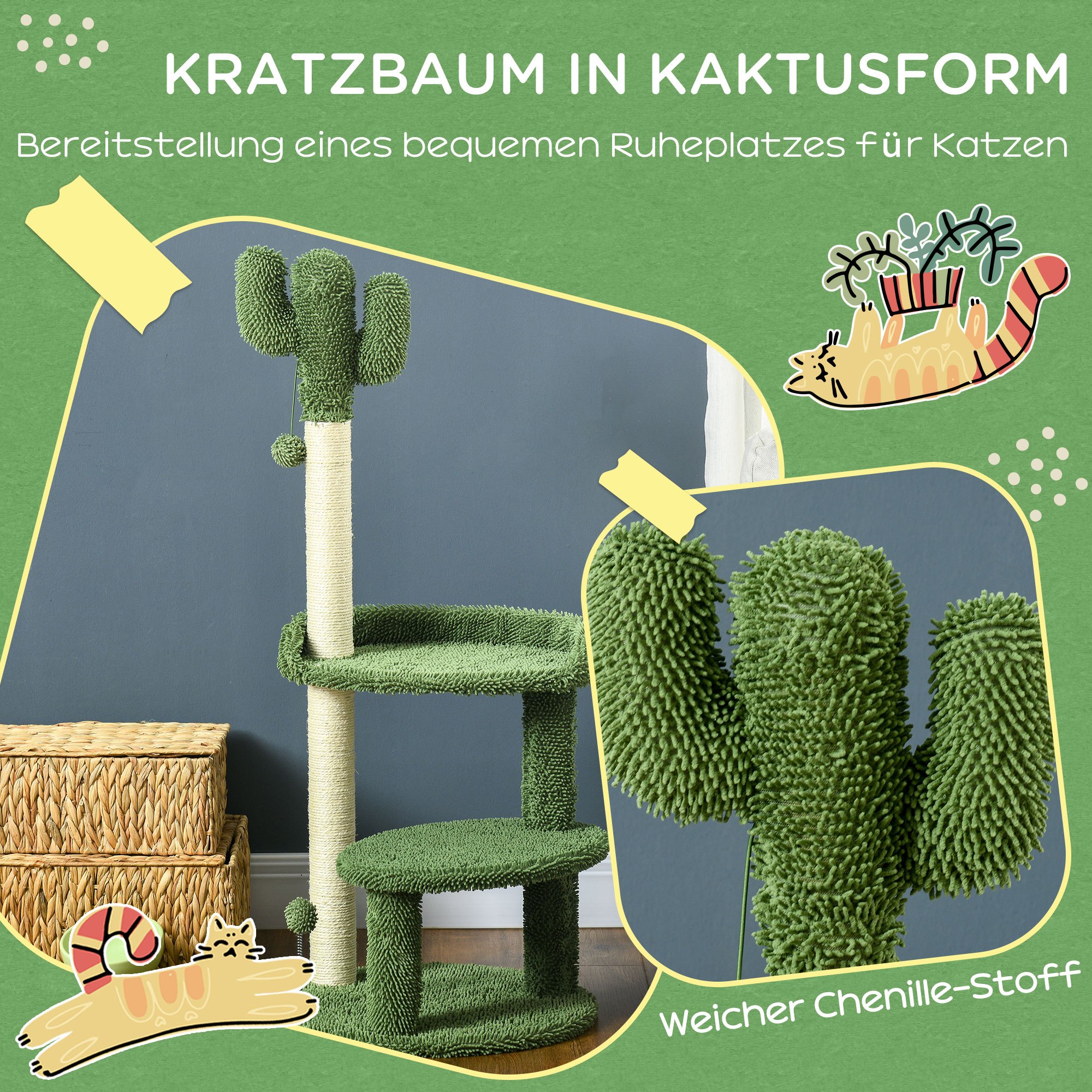 kaktus kratzbaum 111 cm katzenkratzbaum 2 etagen - Temu Germany