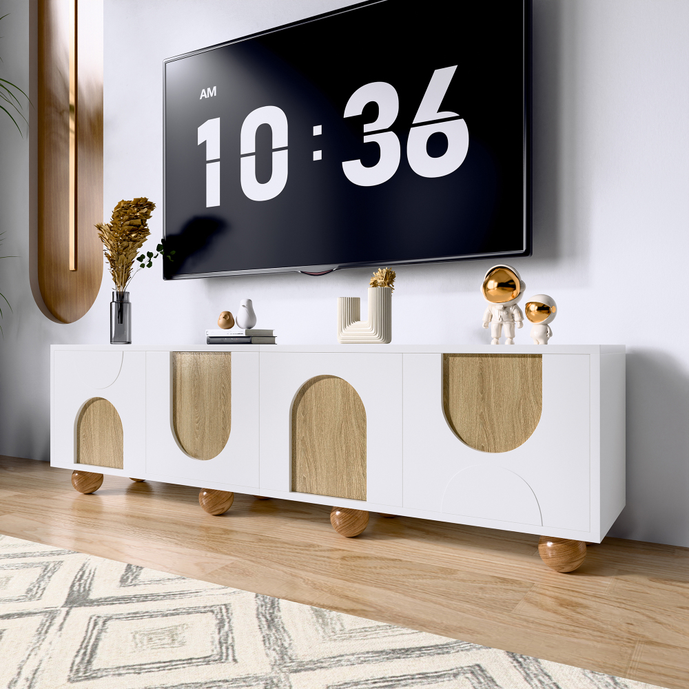 Tv Stand With , Panels, Spacious Storage Cabinet As Display Cabinet & Sideboard For Modern Apartments 175 X 38 X 50 Cm (l X W X H)